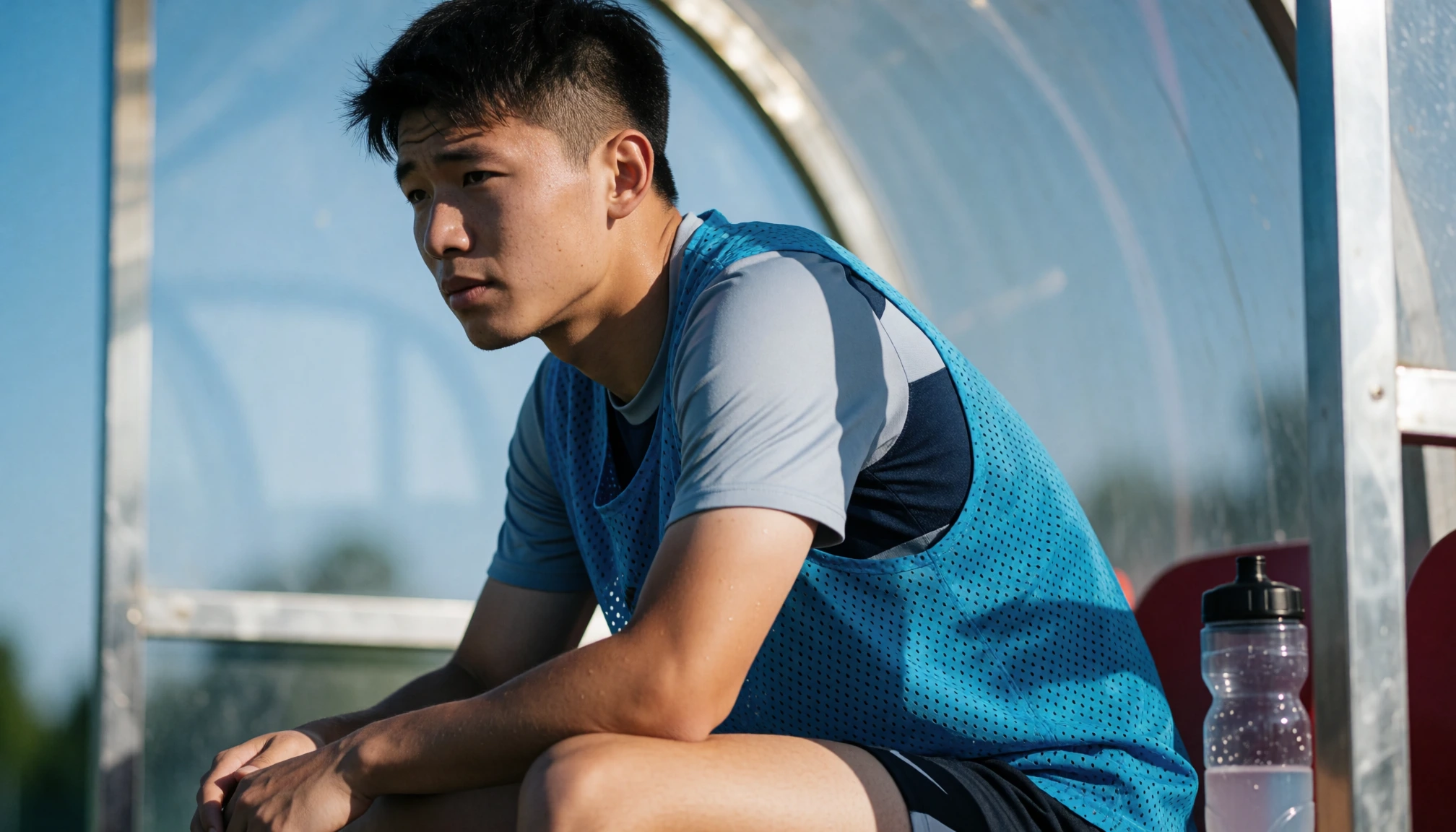 Footballeur amateur au bord du terrain